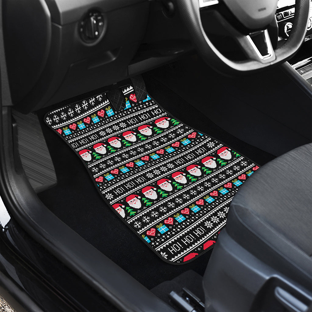 Pixel Christmas Santa Claus Print Front and Back Car Floor Mats