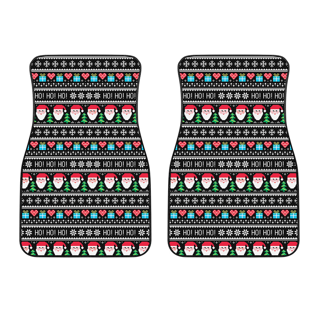 Pixel Christmas Santa Claus Print Front Car Floor Mats