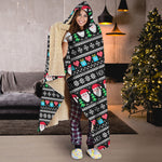 Pixel Christmas Santa Claus Print Hooded Blanket