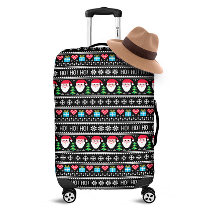 Pixel Christmas Santa Claus Print Luggage Cover