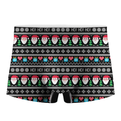 Pixel Christmas Santa Claus Print Men's Boxer Briefs