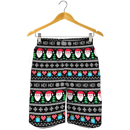 Pixel Christmas Santa Claus Print Men's Shorts
