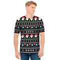 Pixel Christmas Santa Claus Print Men's T-Shirt