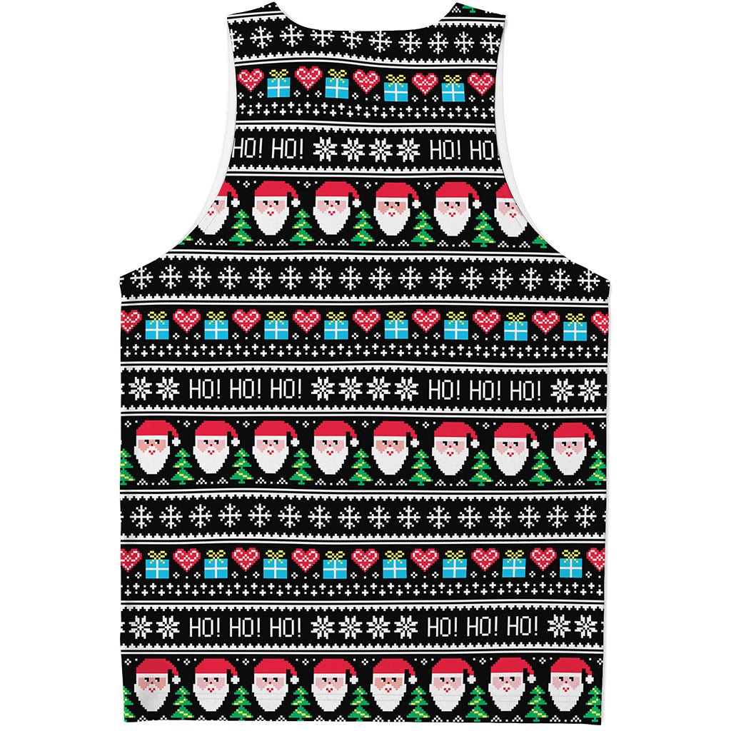 Pixel Christmas Santa Claus Print Men's Tank Top
