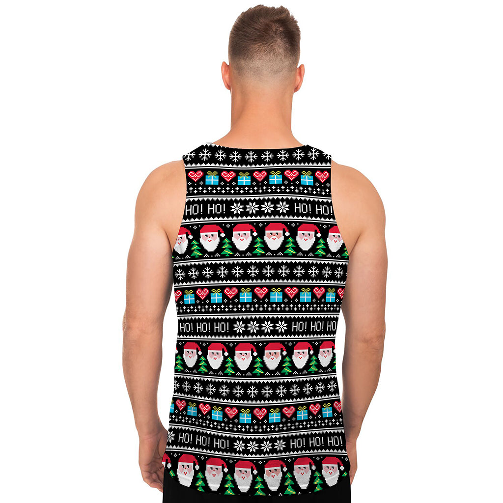 Pixel Christmas Santa Claus Print Men's Tank Top