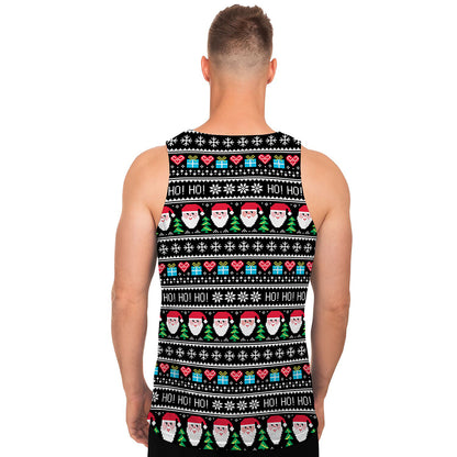 Pixel Christmas Santa Claus Print Men's Tank Top