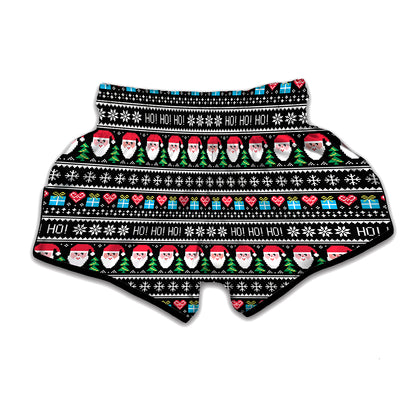 Pixel Christmas Santa Claus Print Muay Thai Boxing Shorts
