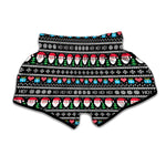 Pixel Christmas Santa Claus Print Muay Thai Boxing Shorts