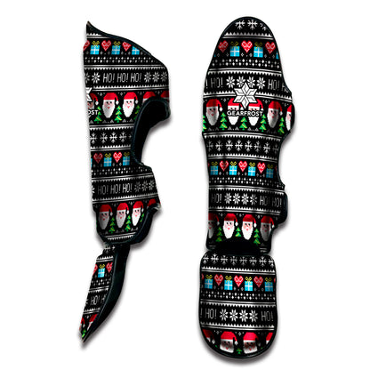 Pixel Christmas Santa Claus Print Muay Thai Shin Guard