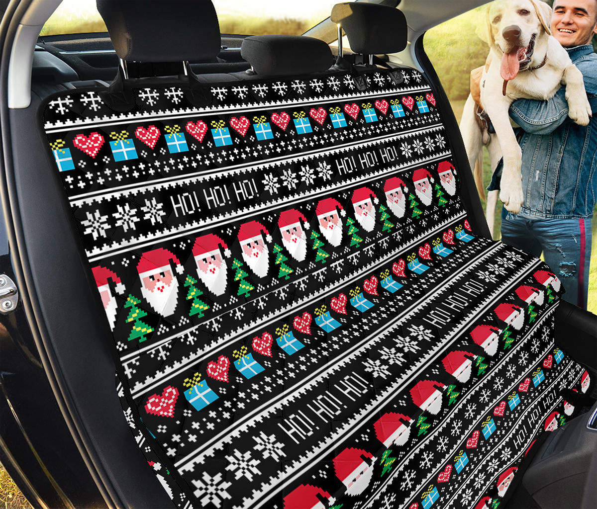 Pixel Christmas Santa Claus Print Pet Car Back Seat Cover