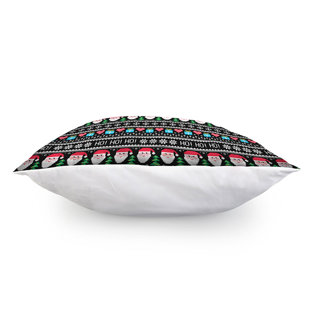 Pixel Christmas Santa Claus Print Pillow Cover