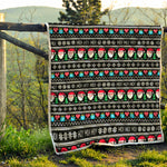 Pixel Christmas Santa Claus Print Quilt