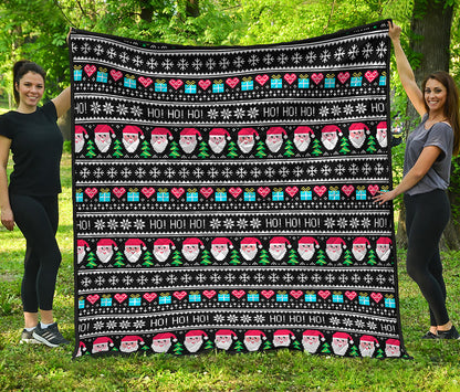 Pixel Christmas Santa Claus Print Quilt
