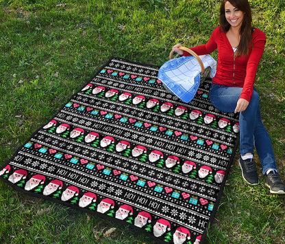 Pixel Christmas Santa Claus Print Quilt
