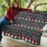 Pixel Christmas Santa Claus Print Quilt