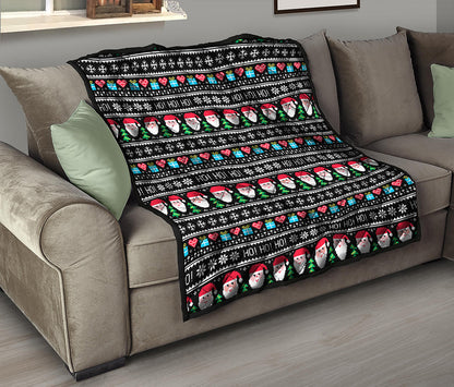 Pixel Christmas Santa Claus Print Quilt