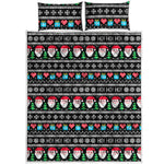 Pixel Christmas Santa Claus Print Quilt Bed Set