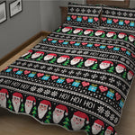 Pixel Christmas Santa Claus Print Quilt Bed Set