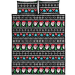 Pixel Christmas Santa Claus Print Quilt Bed Set