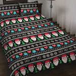 Pixel Christmas Santa Claus Print Quilt Bed Set