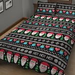 Pixel Christmas Santa Claus Print Quilt Bed Set