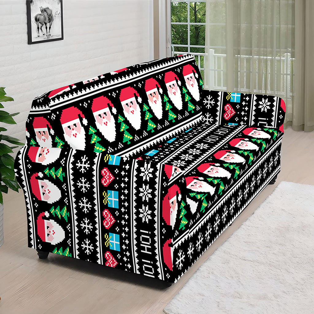 Pixel Christmas Santa Claus Print Sofa Cover