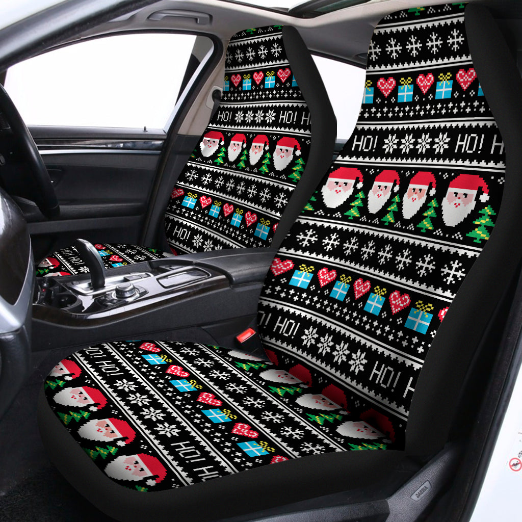 Pixel Christmas Santa Claus Print Universal Fit Car Seat Covers