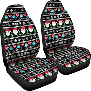 Pixel Christmas Santa Claus Print Universal Fit Car Seat Covers