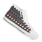 Pixel Christmas Santa Claus Print White High Top Shoes
