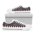 Pixel Christmas Santa Claus Print White Low Top Sneakers