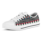 Pixel Christmas Santa Claus Print White Low Top Shoes