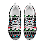 Pixel Christmas Santa Claus Print White Sneakers