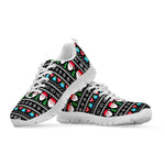 Pixel Christmas Santa Claus Print White Sneakers