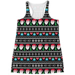 Pixel Christmas Santa Claus Print Women's Racerback Tank Top