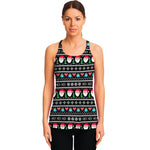 Pixel Christmas Santa Claus Print Women's Racerback Tank Top