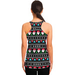 Pixel Christmas Santa Claus Print Women's Racerback Tank Top