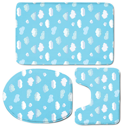 Pixel Cloud Pattern Print 3 Piece Bath Mat Set