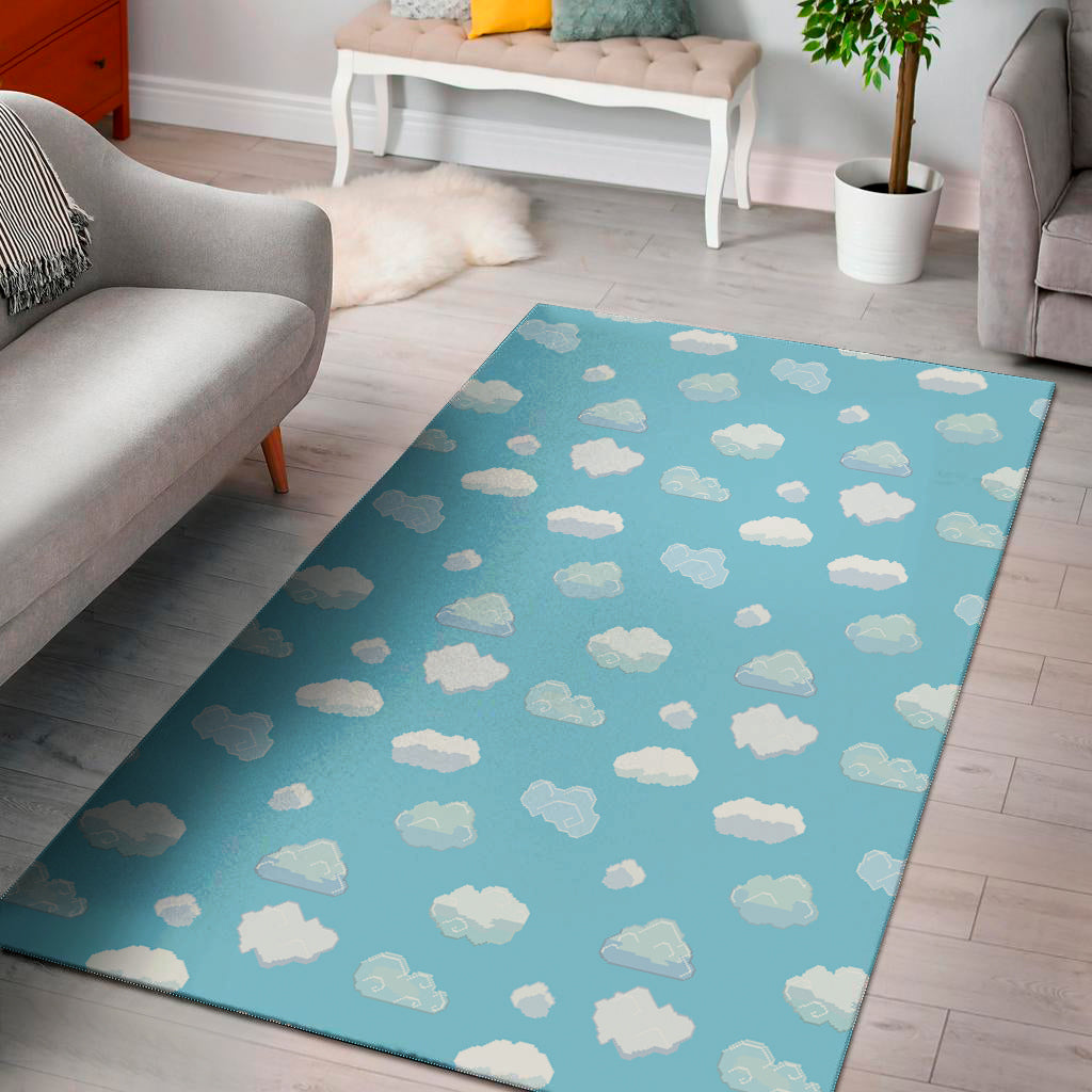 Pixel Cloud Pattern Print Area Rug
