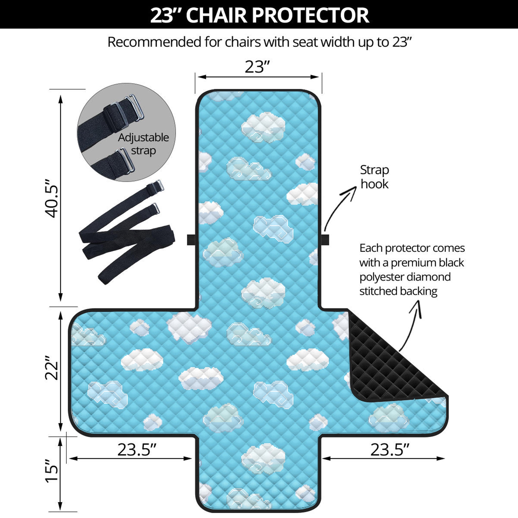 Pixel Cloud Pattern Print Armchair Protector