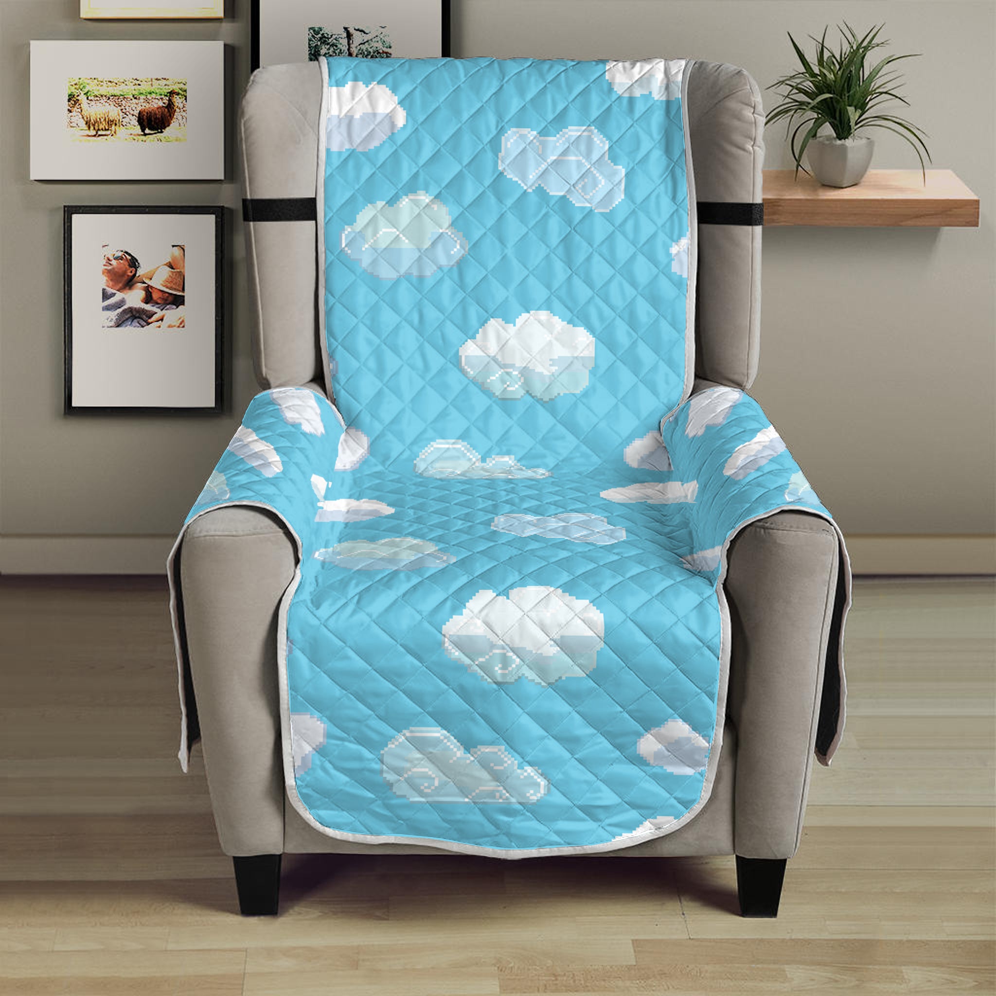 Pixel Cloud Pattern Print Armchair Protector