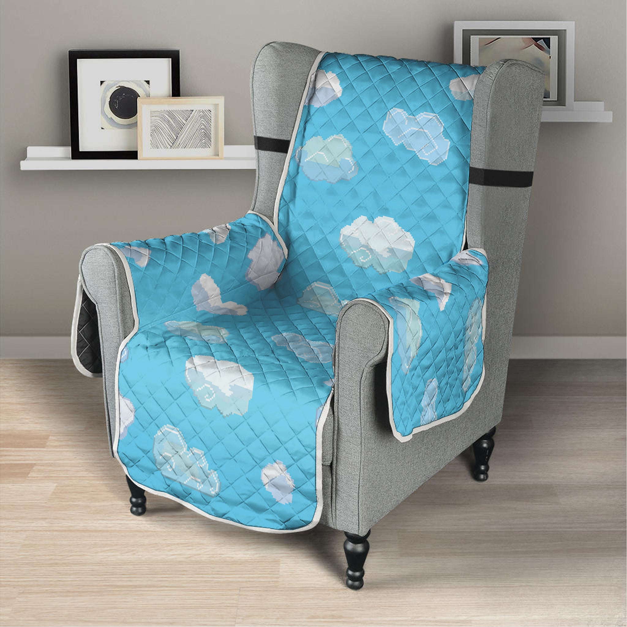 Pixel Cloud Pattern Print Armchair Protector