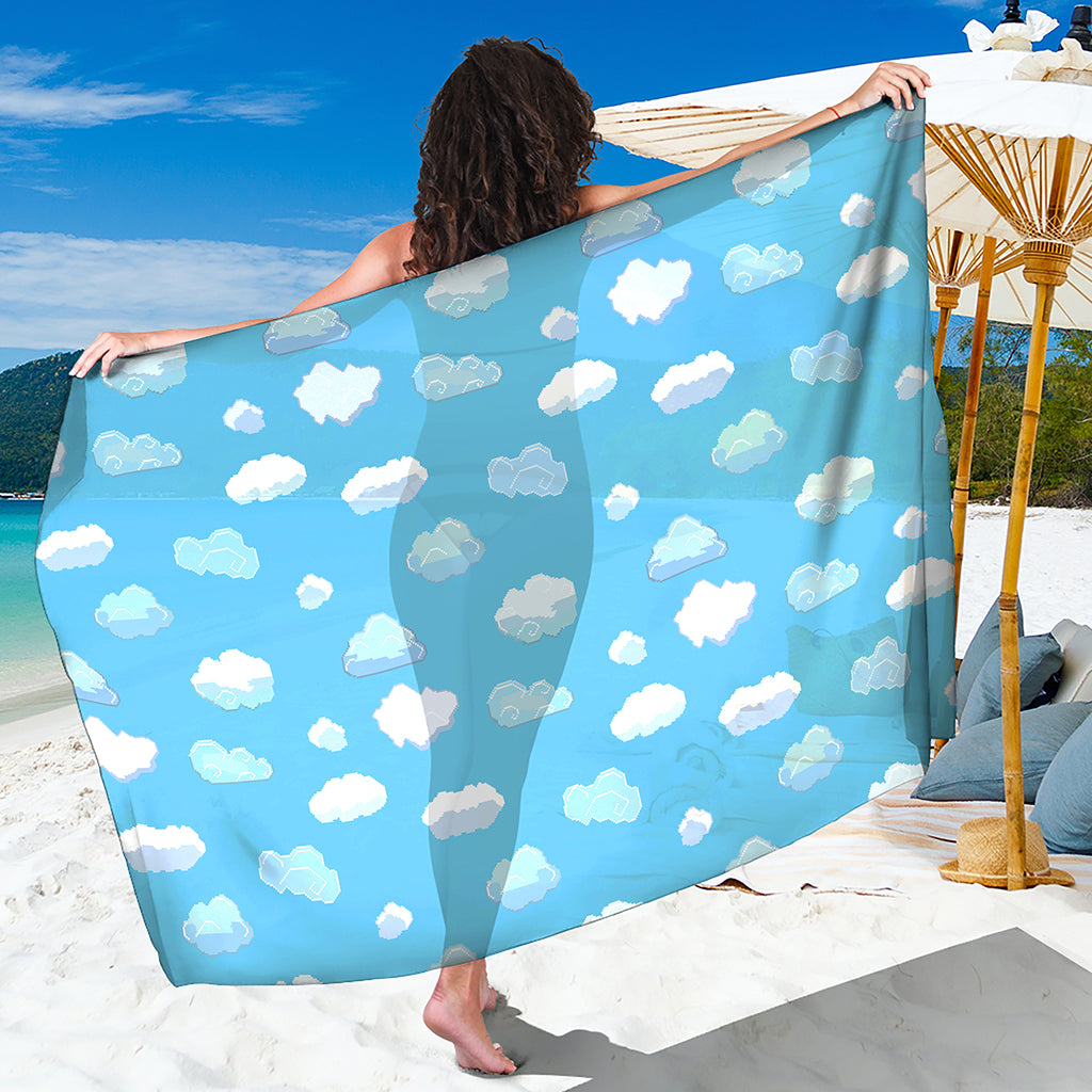 Pixel Cloud Pattern Print Beach Sarong Wrap