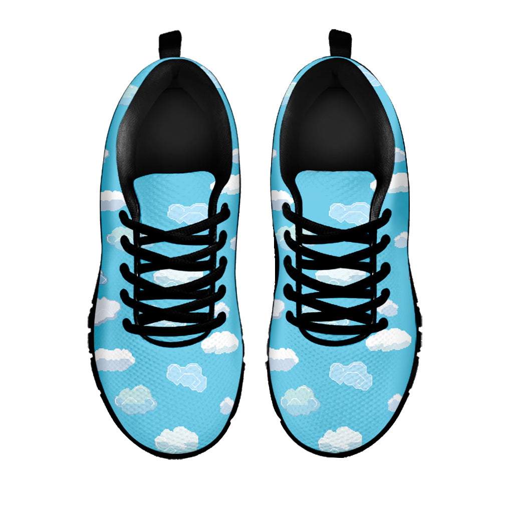 Pixel Cloud Pattern Print Black Sneakers