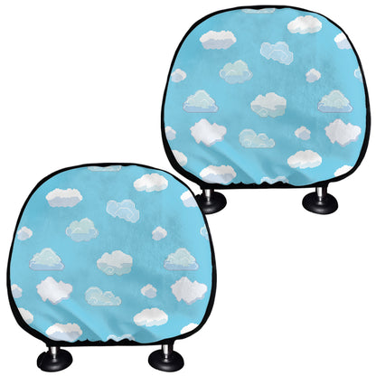 Pixel Cloud Pattern Print Car Headrest Covers
