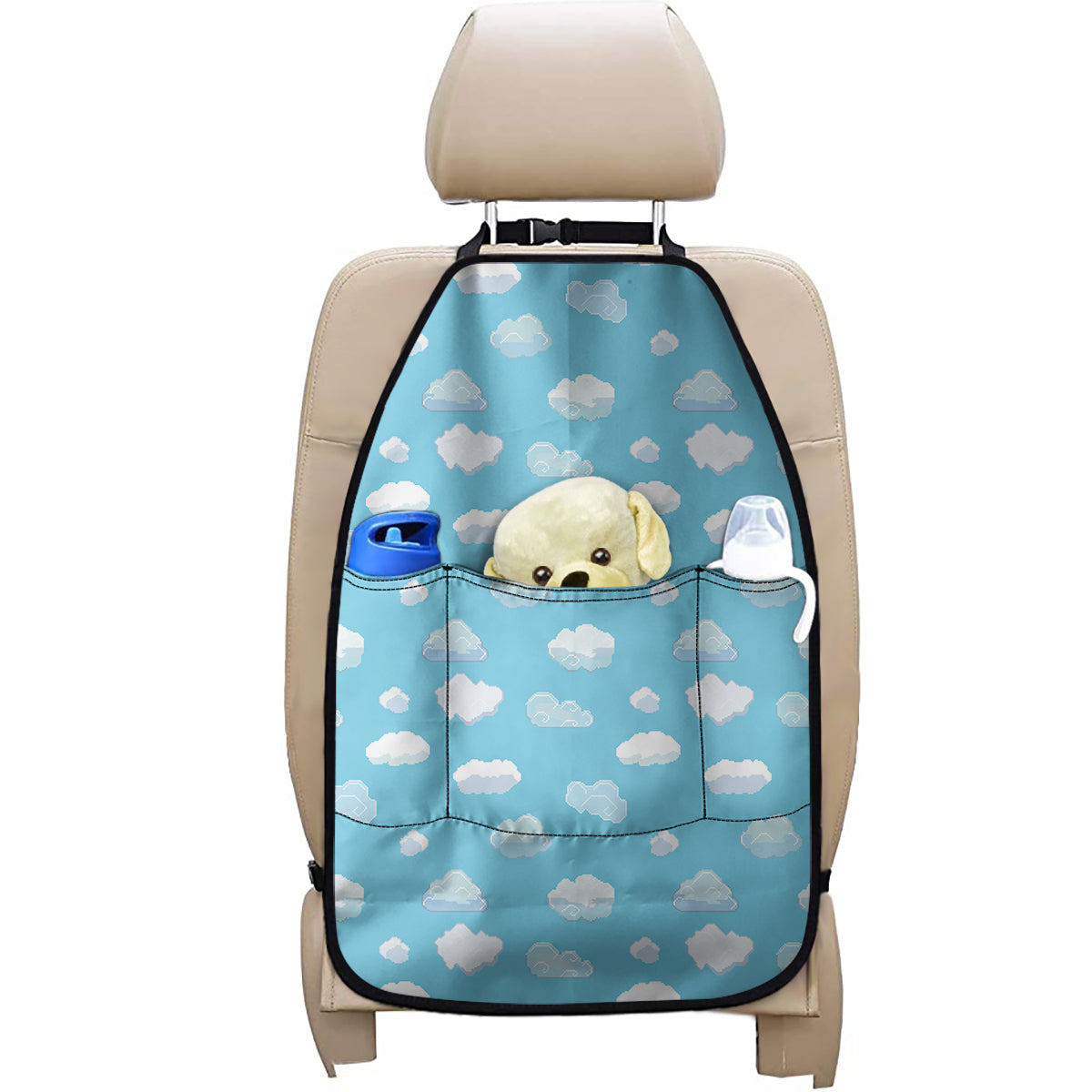 Pixel Cloud Pattern Print Car Seat Organizers