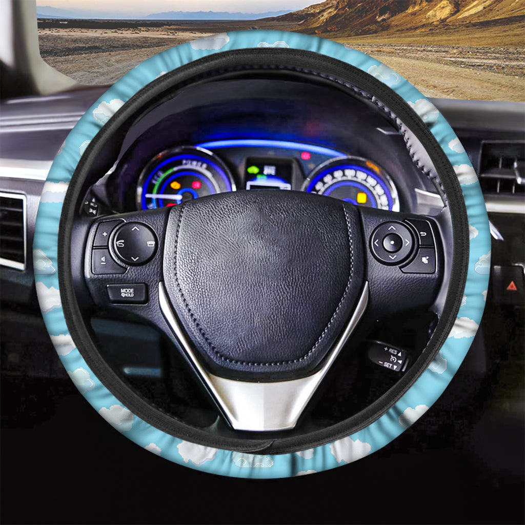 Pixel Cloud Pattern Print Car Steering Wheel Cover