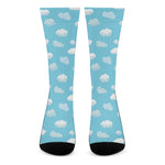 Pixel Cloud Pattern Print Crew Socks