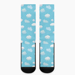 Pixel Cloud Pattern Print Crew Socks