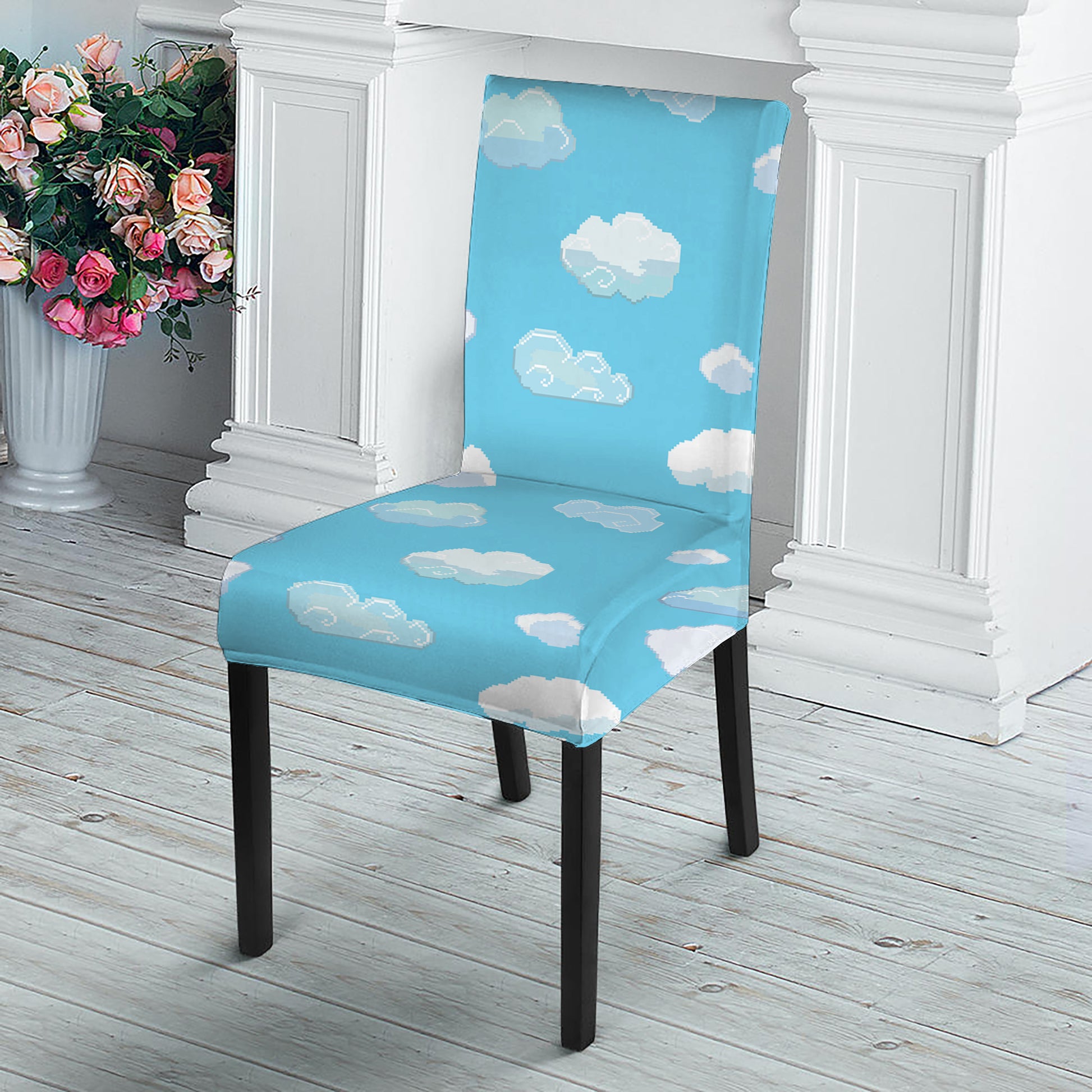 Pixel Cloud Pattern Print Dining Chair Slipcover