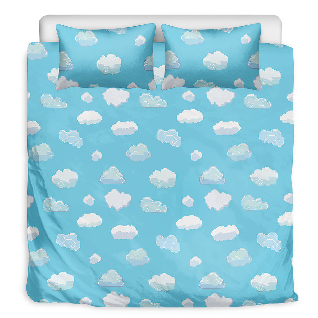 Pixel Cloud Pattern Print Duvet Cover Bedding Set